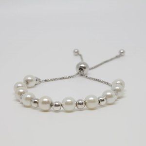 ⭐Sterling Silver Bracelet 4 & 6mm Bead and Pearl